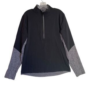 Lululemon Athletic Top 1/2 Zip Women M Grey Black Reflective Stretch Running Gym
